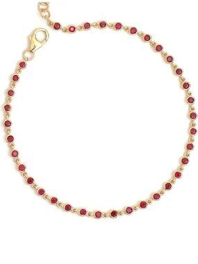 Radiant Pink Sapphire Amethyst 14K (Custom) Yellow Gold Tennis Bracelet